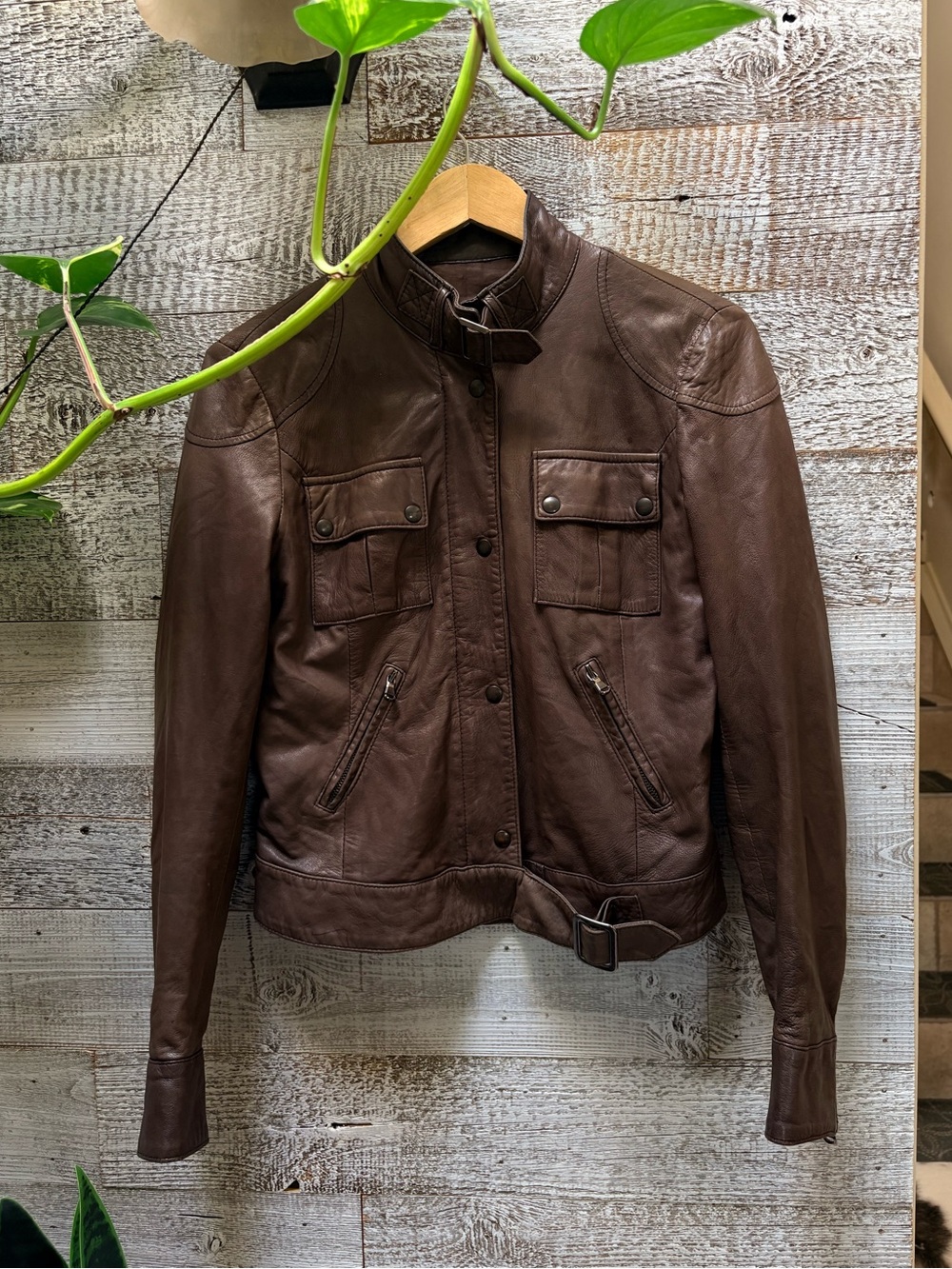 BiBi Firenze | Italian Leather Buttery Soft Moto Jacket - Brown, Women's 46/M/8
